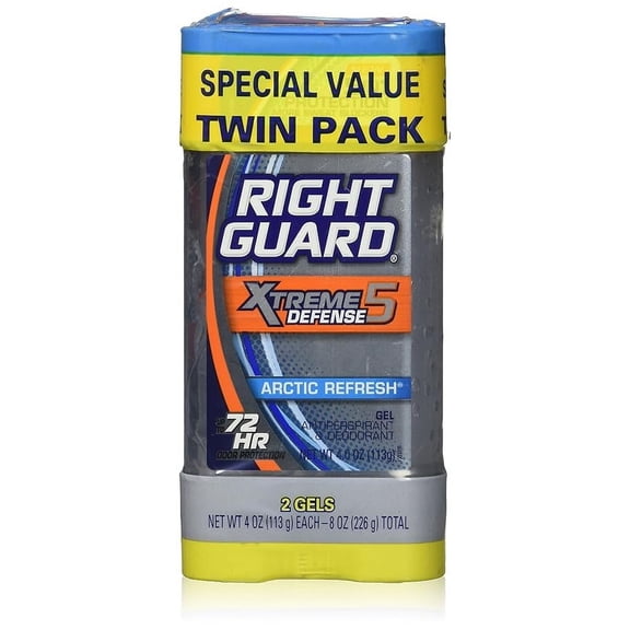Right Guard Xtreme Defense Antiperspirant And Deodorant, Arctic Refresh Twin Pack, 4 Oz..