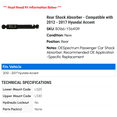 thumbnail image 2 of Rear Shock Absorber - Compatible with 2012 - 2017 Hyundai Accent 2013 2014 2015 2016, 2 of 2