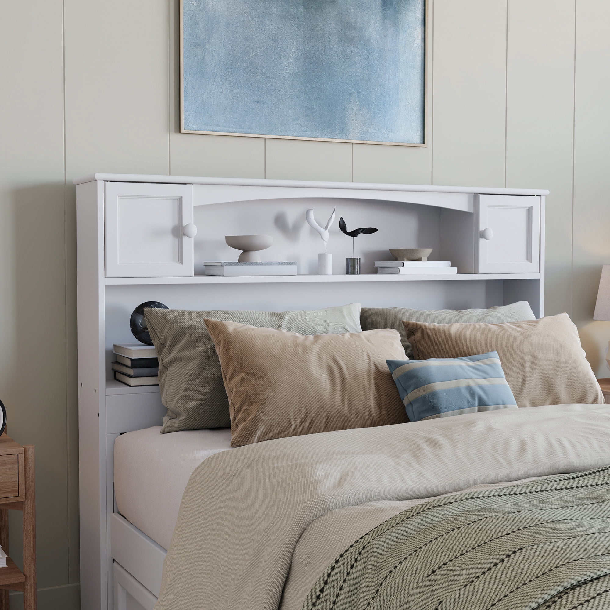 AFI Newport Full Bookcase Headboard, White