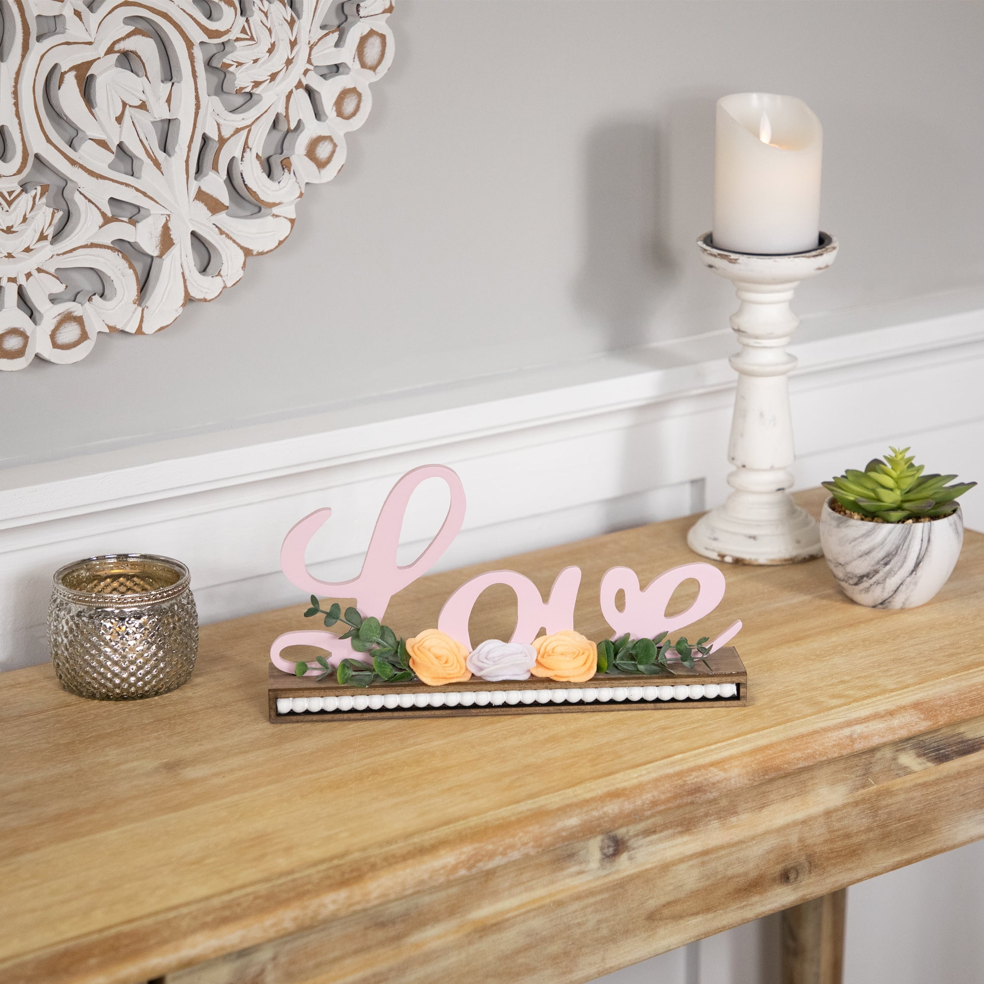 Northlight Love with Flowers Wooden Valentine's Day Sign - 11.25"