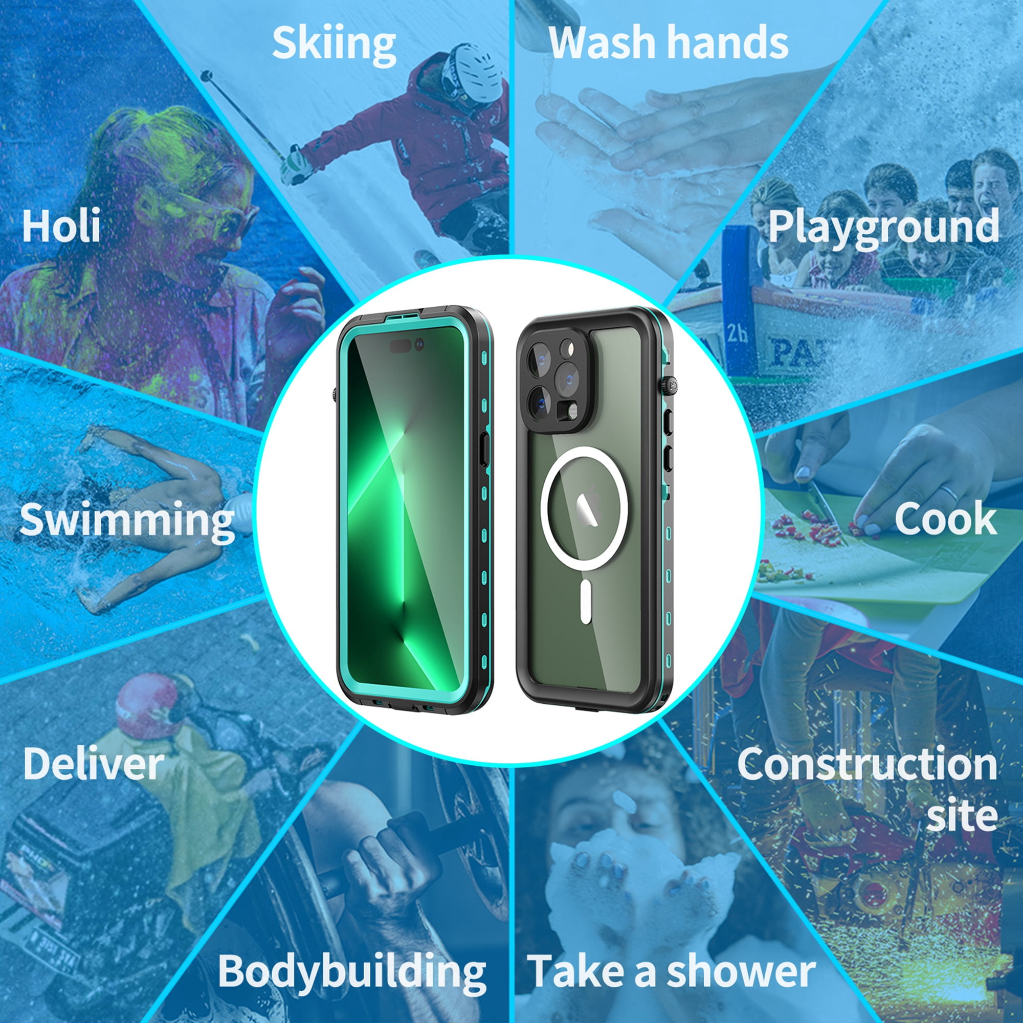 iPhone 14 Pro Waterproof Case, Dteck Full Body Heavy Duty Protection Full Sealed Cover Shockproof Dustproof Built-in Clear Screen Protector Rugged Case for iPhone 14 Pro 6.1 inch 2022, Blue