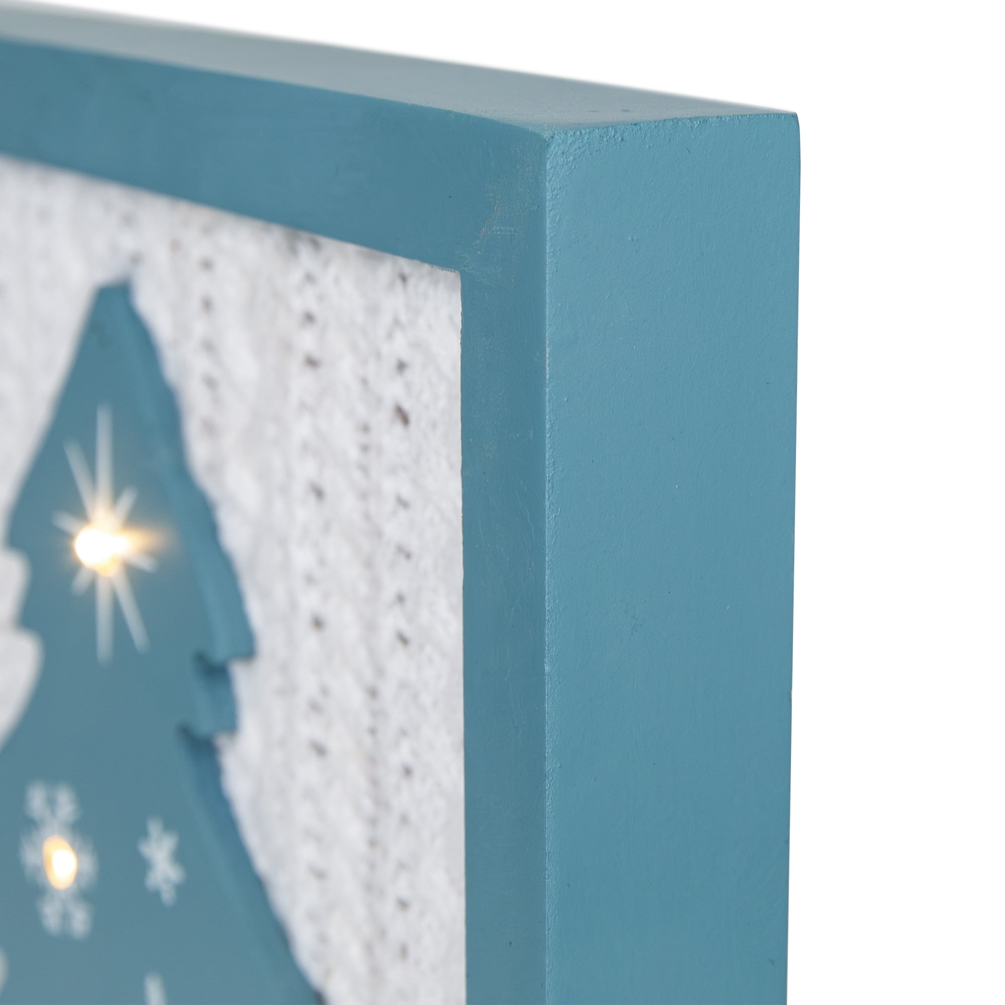 Northlight Lighted Happy Holidays Christmas Tree with Cable Knit Texture Wall Art - 12"