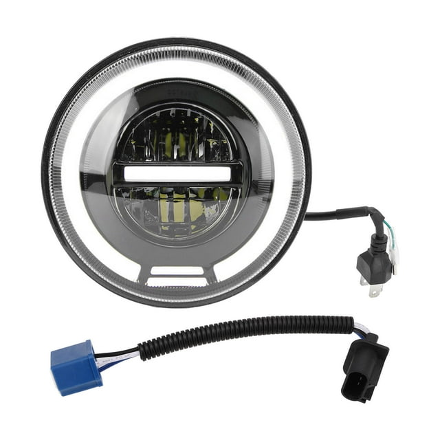 Faro LED Ojo de Ángel para motocicleta de 7 pulgadas, redondo, IP67, resistente al agua, 12-80V, iluminación roja y amarilla, Universal