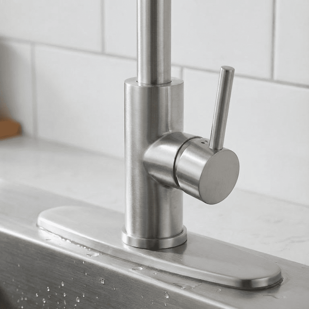 Kitchen Faucet with Pull Down Sprayer Industrial 1 Handle 1 Hole or 3 Hole Faucet for Farmhouse Camper Laundry Utility,Nickel