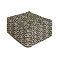 thumbnail image 1 of Antique Oriental Rectangle Pouf, Continuous Spiral Damask Ornaments Nature Tones Illustration, Under Desk Foot Stool for Living Room Office Ottoman with Cover, 25", Tan and Dark Sepia, by Ambesonne, 1 of 4