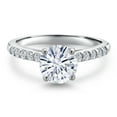 thumbnail image 3 of Gem Stone King 10K White Gold White Moissanite and Lab Grown Diamond Engagement Ring for Women | 1.20 Cttw | Round 6.5MM | Gemstone Birthstone | Size 6, 3 of 7