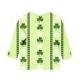 thumbnail image 4 of Tauxra Chandail de la Saint-Patrick pour Adultes, Chandail à Col Rond Imprimé à Manches 3/4, T-Shirt Décontracté à Manches Longues avec Graphique de Trèfle pour Activités Festives, 4 of 6