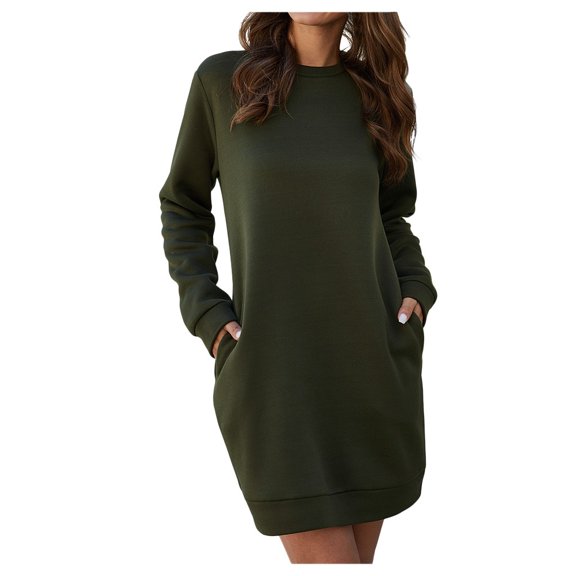 Sweatshirts for Women Winter Fashion Fitness Clothing Crewneck Lightweight Womens Blouse Classic Women's Sweatshirt Army Green