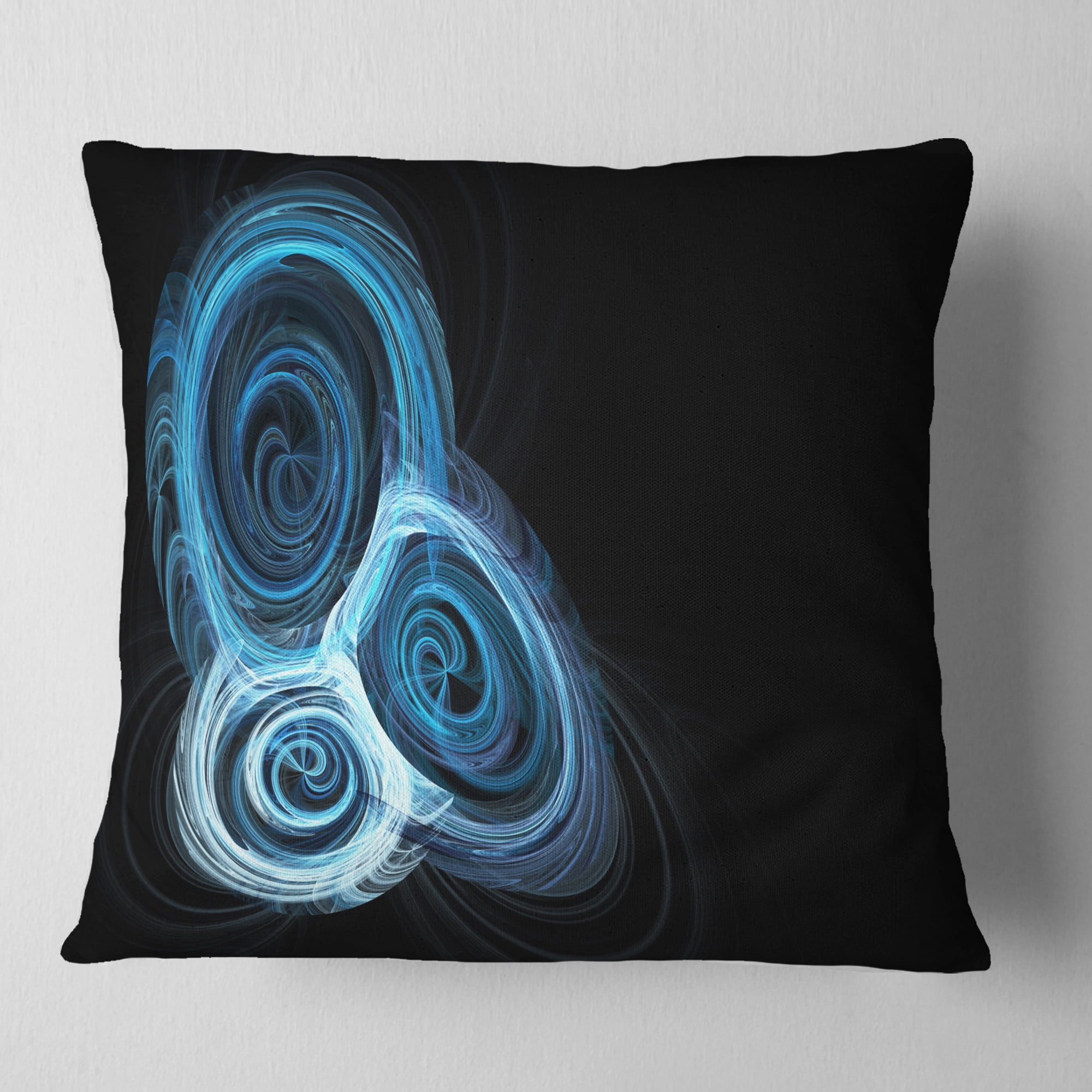 Designart Blue Spiral Nebula on Black - Abstract Throw Pillow - 18x18