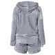 thumbnail image 4 of Gibobby Pijamas mujer calientitas Pijama Conjunto de ropa de dormir Poliéster Con capucha Manga larga Dormitorio Dama(Gris,CH), 4 of 4