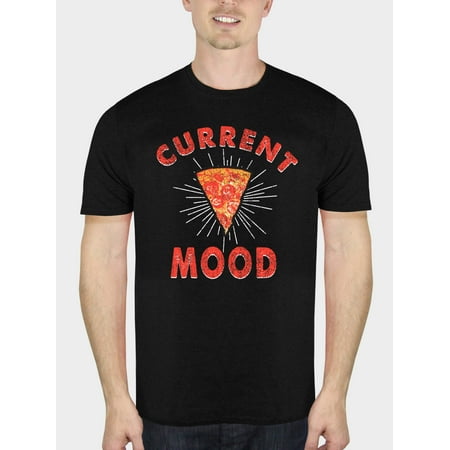 Pizza Mood Funny Attitude Men's Black Graphic T-Shirt, up to Size