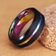 thumbnail image 1 of Anillos de banda de boda de tungsteno negro para hombres, anillo de compromiso de borde biselado de ranura negra, regalo de San Valentín, moda, 8mm, 1 of 3
