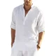 thumbnail image 1 of Camisas Cuello Mao Lino Hombre Casual Manga Larga Slim Fit, 1 of 7