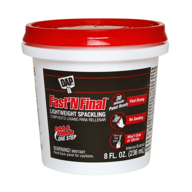 DAP Fast 'N Final Lightweight Spackle, 8 oz Paints & Stains DAP Fast 'N Final Lightweight Spackle, 8 oz Paints & Stains