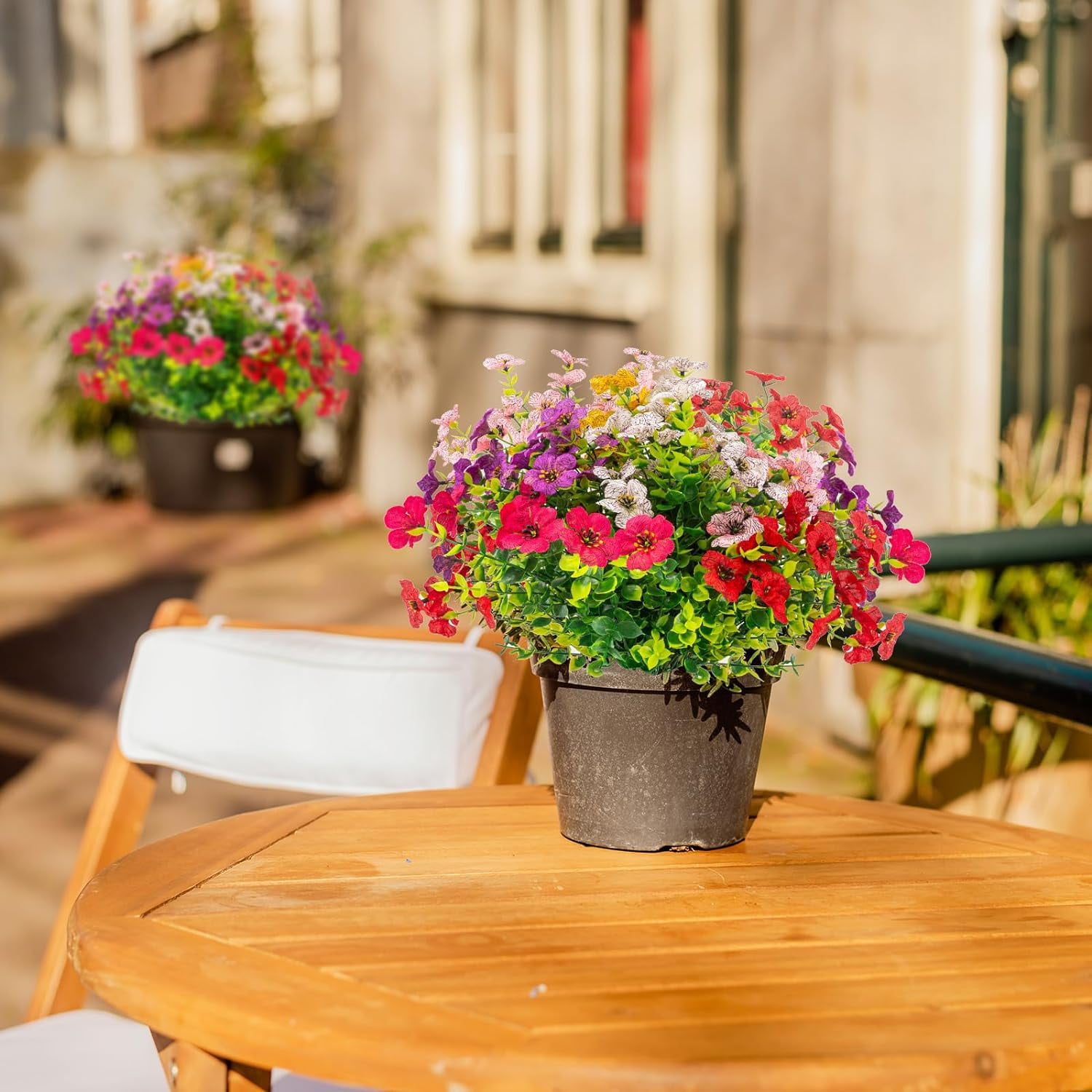 Artificial Flowers Outdoor No Fade UV Resistant Fake Plastic Flowers Faux Plants for Garden Patio Porch Window Box Home Wedding Farmhouse Hanging Décor