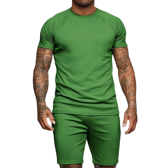 Cameland Ensemble d'Été pour Hommes 2 Pcs Décontracté Col Rond Manches Courtes et Shorts de Sport Ajustés