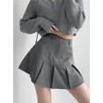 thumbnail image 3 of Women's Retro Pleated Skirt Fashion Kawaii Summer High Waist Solid Color Women's Pocket A-Line Mini Skirt-Gray-XXL, 3 of 7