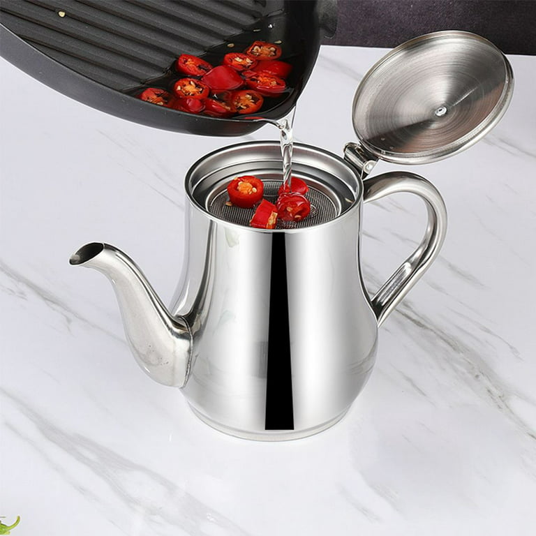 Practical Leakproof Restaurant Flip Lid Kitchen Tool Home Decoration Coffee Filter Metal Teapot 24oz