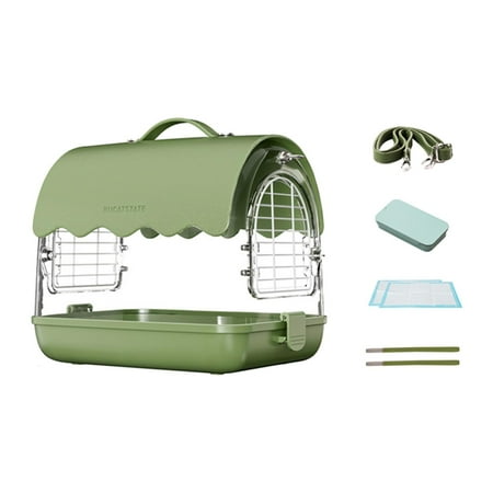 Stgfyxgs Bird Travel Cage Hamster Cage with Shoulder Straps Cage Bag Lightweight Bird Carrier for Parrotlets Cockatiels PU Leather Green