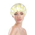 thumbnail image 2 of Lemon Yellow Checkboard A Shower Cap, Reusable Bath Hair Hat for all Hair Lengths Hair Cover with Elastic Band Double Waterproof Layers Bathing Hat, 2 of 5