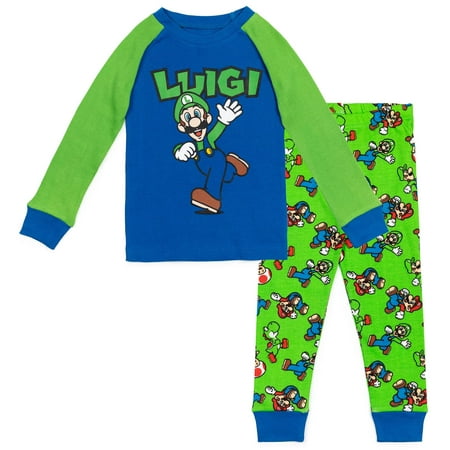 

SUPER MARIO Nintendo Luigi Mario Toddler Boys Pajama Shirt & Pajama Pants Green 5T