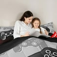 thumbnail image 4 of Manfei Cartoon Gamepad Twin Bedding Sets 7-Piece for Boys, Geometric Honeycomb Bedding Comforter Set, Moden Gaming Lover Reversible Sheet Sets, Super Cozy Room Decor, 4 of 7