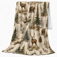 thumbnail image 2 of Woodland Wilderness Bears Bucks Rustic Lodge Autumn, Peaceful Mountain Lake Scene, Warm Flannel Blanket for Cabin and Lodge, Outdoor Lovers Christmas Gift, Festive Home Decor, 2 of 9