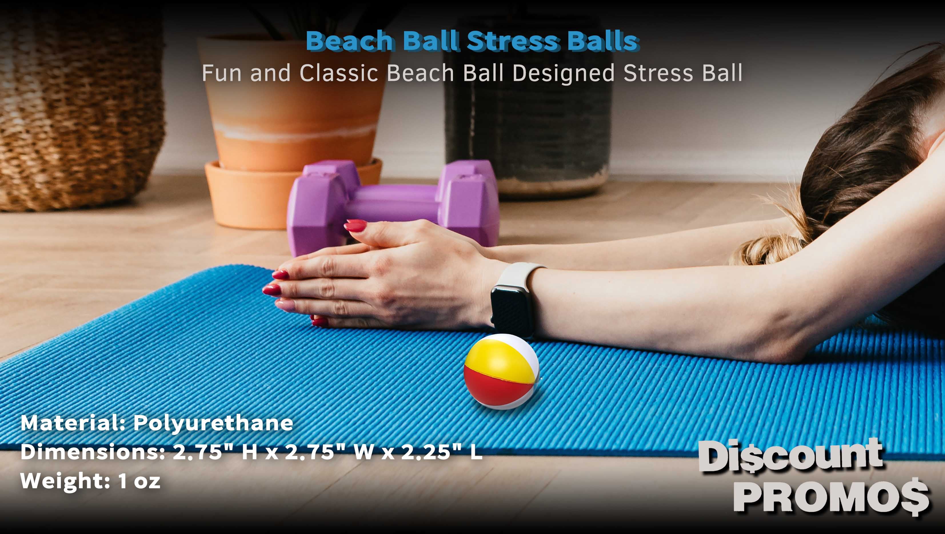10 Beach Ball Stress Balls Pack - Round, Stress Reliever, Hand Therapy, Lightweight - Beach