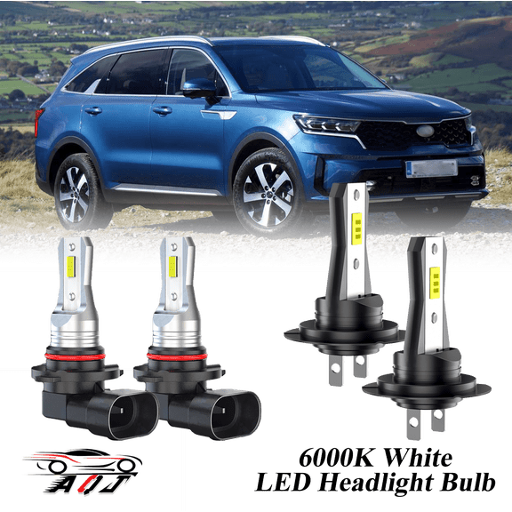 Compatible with Kia Sorento 2019 2020 LED Headlight Bulbs KIT High Low Beam Combo (Pack of 4) , 6500K White 10,000LM Super Bright, Plug and Play