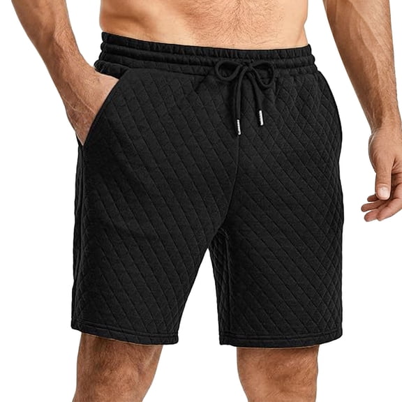 FUZHIQ Men's Gym Shorts 7 Inch Inseam Elastic Waist Solid Boxer Shorts Breathable Walking Summer Shorts Knee Length Cargo Pants,M