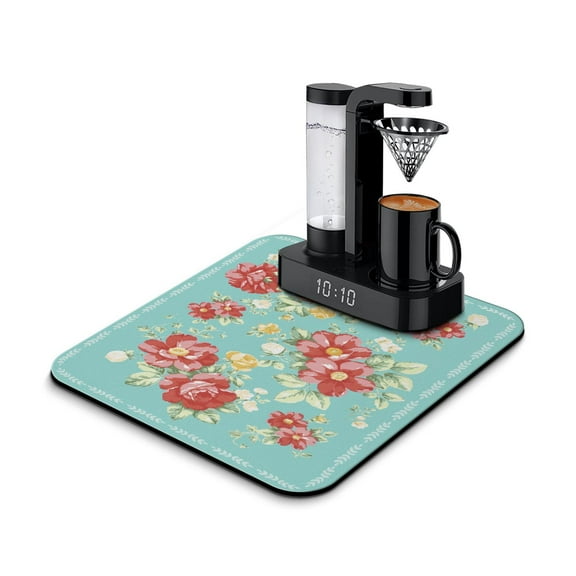 Washable Rubber Pioneer Dish Drying Mats For Kitchen Counter Home Large Coffee Bar Pad Accessories And Decor For Utensils Stemware (16''x18'')