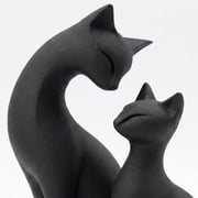 Optima 2 Pieces Cat Figurines Cat Couple Statue Novelty Minimalist Sculptures for Hotel