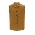 thumbnail image 5 of T-shirts for Men Plus Size under $5 Lapel Cotton Linen Sleeveless Button Solid Color Top Orange L, 5 of 6