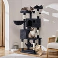 thumbnail image 2 of Yaheetech 64.5in Multi-level Large Cat Tree Condo Tower with Hammock Scratching Posts & Hammock, Black, 2 of 7