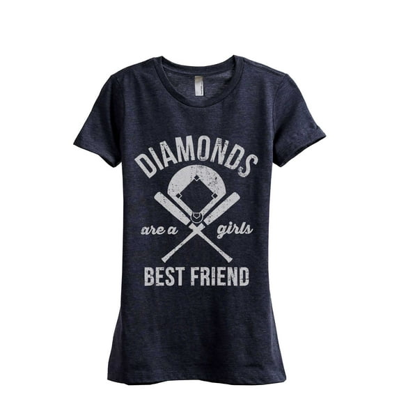 Thread Tank Diamonds Are A Girls Best Friend Women's Fashion Relaxed Crewneck T-Shirt Tee Heather Navy Large