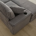 thumbnail image 5 of 84 Inch Modern Minimalist 3-Seater Sofa with Deep Seat, Corduroy Convertible Sectional Sofa Couch with 3 Back Pillows, 2 toss Pillows and 2 Ottoman for Living Room, Office, Small Space, Grey, 5 of 9