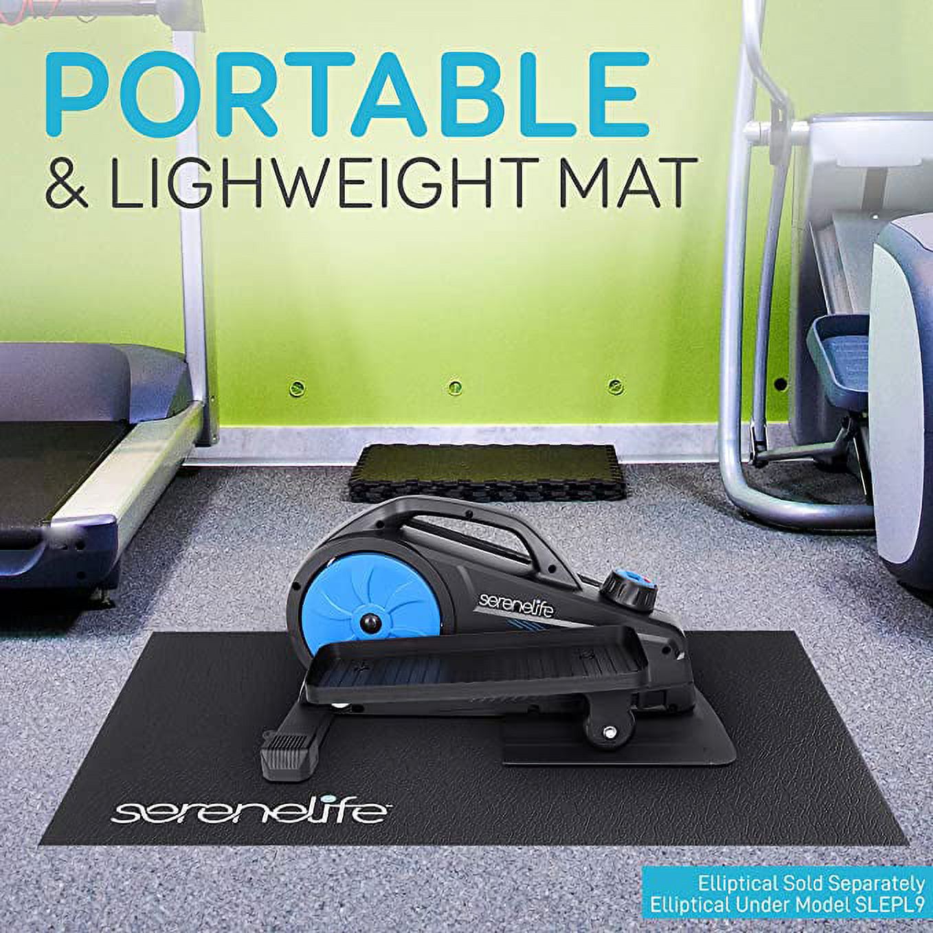 SereneLife Elliptical Fitness Exercise Equipment Mat Durable with Non-Slip Texture