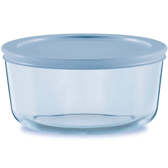Pyrex Simply Store Tinted 4-cup Round Storage with Plastic Lid, Blue