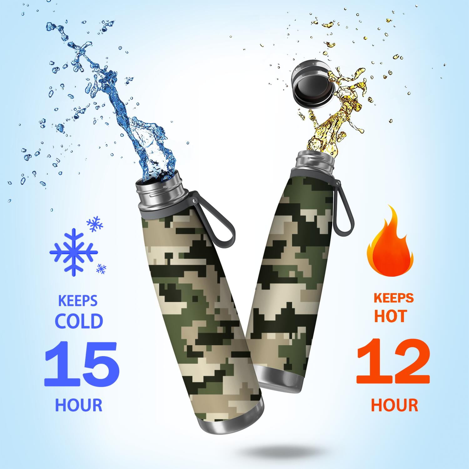 29oz Insulated Water Bottle with Tea Infuser, Stainless Steel Travel Mug, Camouflage Print