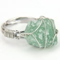 thumbnail image 1 of Nvzi Anillo natural hecho a mano, anillo de piedra natural envuelto a mano con alambre de cobre y plata personalizado, anillo ajustable (verde), 1 of 4