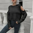 thumbnail image 4 of Vedolay Womens Sweaters Womens 2023 Lantern Long Sleeve Crewneck Sweater Casual Solid Color Pullover Tops,Black L, 4 of 5