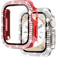thumbnail image 1 of 2-Pack Bling Cases with Screen Protector Compatible for Apple Watch 44mm SE 2022 Series 6 5 4, Protective Cover for iWatch SE Series 4/5/6 (44mm, Clear/Red), 1 of 5