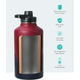 thumbnail image 5 of Buzio 64 oz Insulated Water Bottle with Straw & 3 Lids, Half Gallon Water Bottle Stainless Steel with Carrying Strap for Gym Sports Outdoor Hiking, Ombre Wine/Navy, 5 of 8