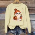thumbnail image 2 of Womens Halloween Sweatshirts Oversized Long Sleeve Graphic Tees Cute Ghost Pumpkin Printed Fall Pullover Cozy Casual Holiday Party Vacation Tops for Women Beige L, 2 of 3