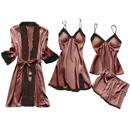 Seamless Bras for Women Push Up 36 F Bra Lingerie Sleepwear Women Lace Robe Dress Set Pajamas Nightdress Silk