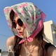 thumbnail image 3 of Pañuelo para la cabeza Pañuelo cuadrado para la cabeza para mujer Pañuelo para el pelo Bandana Pañuelo ligero para el pelo Flor rosa, 3 of 6