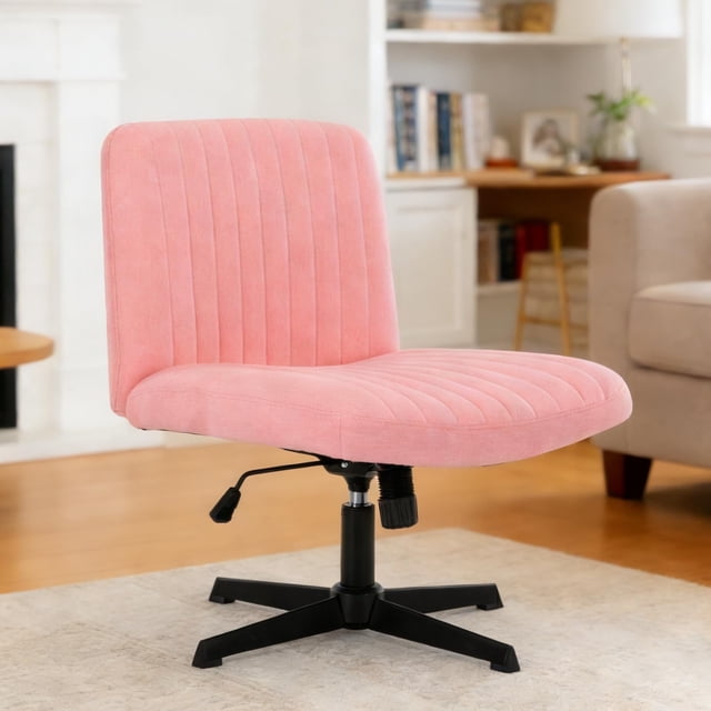 Wide Office Chair with Wheels Armless Office Chair Mid Back Computer Task Chairs for Make Up( with Wheels)