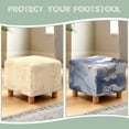 thumbnail image 6 of SCRAWLGOD Marble Print Navy White Ottoman Cover Square Stretch Slipcover for Square Ottomans, Anti-Slip Footstool Cover with Elastic Bottom, 6 of 7