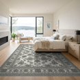 thumbnail image 3 of ODIKA 9'x12' Washable Area Rug Beige Border Delicate Repeating Blooms Balanced Farmhouse Entryway for Master Suite, California King, Under Bed, Non-Shedding, Easy Care, 3 of 7