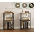 thumbnail image 2 of 3-Tier Record Player Stand with Vinyl Record Storage, Turntable Stand Record Shelf Display Table for Album, Turntable Holder, End Table for Bedroom, Living Room, Black, 2 of 12